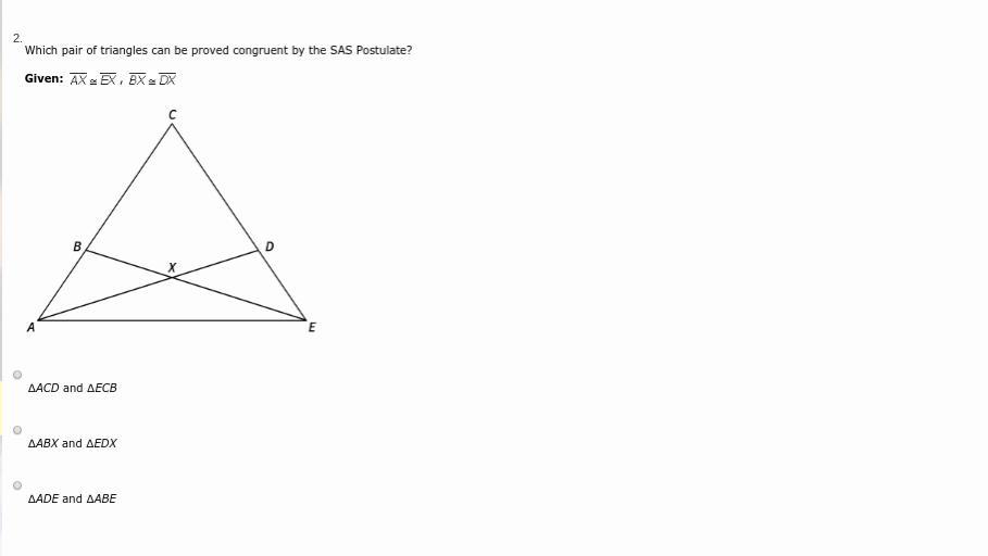 which pair of triangles can be proven congruent by sas