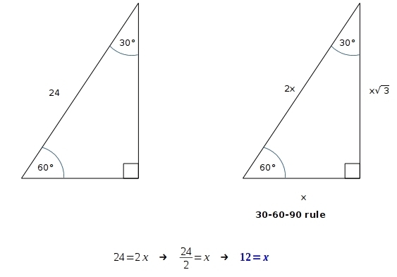 The Length Of The Hypotenuse Of A 30 60 90 Triangle Is 24 What Is The Perimeter
