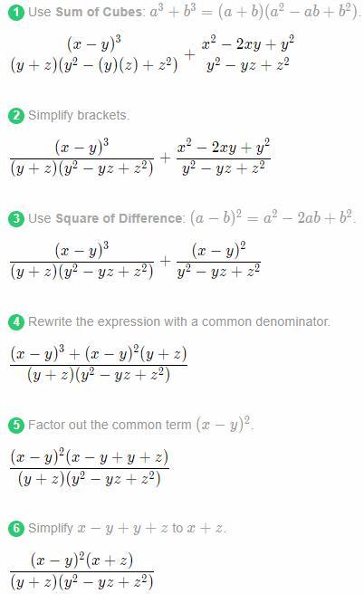 Perform The Indicated Operation X Y 3 Y 3 Z 3 X 2 2xy Y 2 Y 2 Yz Z 2