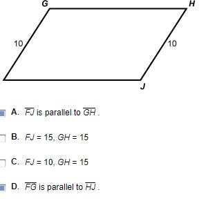 If Fg=10 And Hj = 10. Which Additional Facts Guarantee That Fghj Is A 