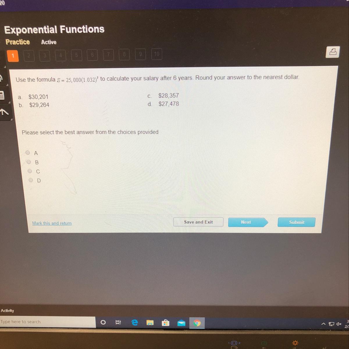 Use The Formula S 25 000 1 032 To Calculate Your Salary After 6 Years Round Your Answer To The Nearest Dollar