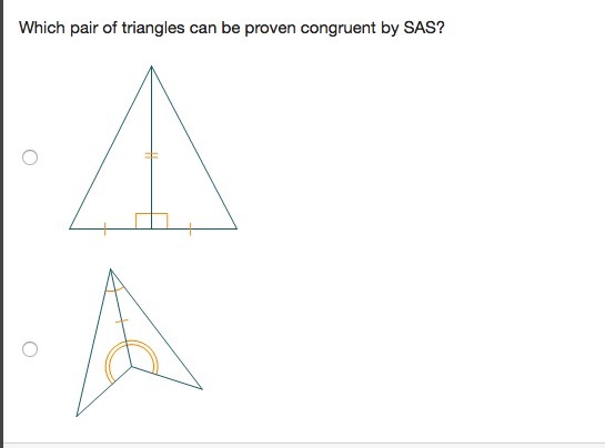 Which pair of triangles can be proven congruent by SAS?