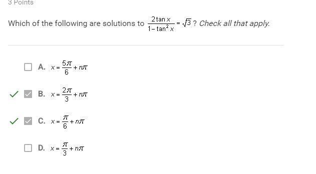 Which Of The Following Are Solutions To 2tanx 1 Tan 2x Sqrt 3